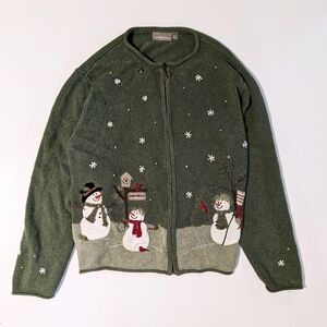 Croft & Barrow Green Snowman Christmas sweater